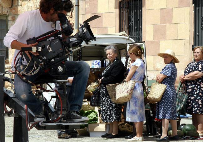 Rodaje de un capítulo en la plaza de Arahuetes.