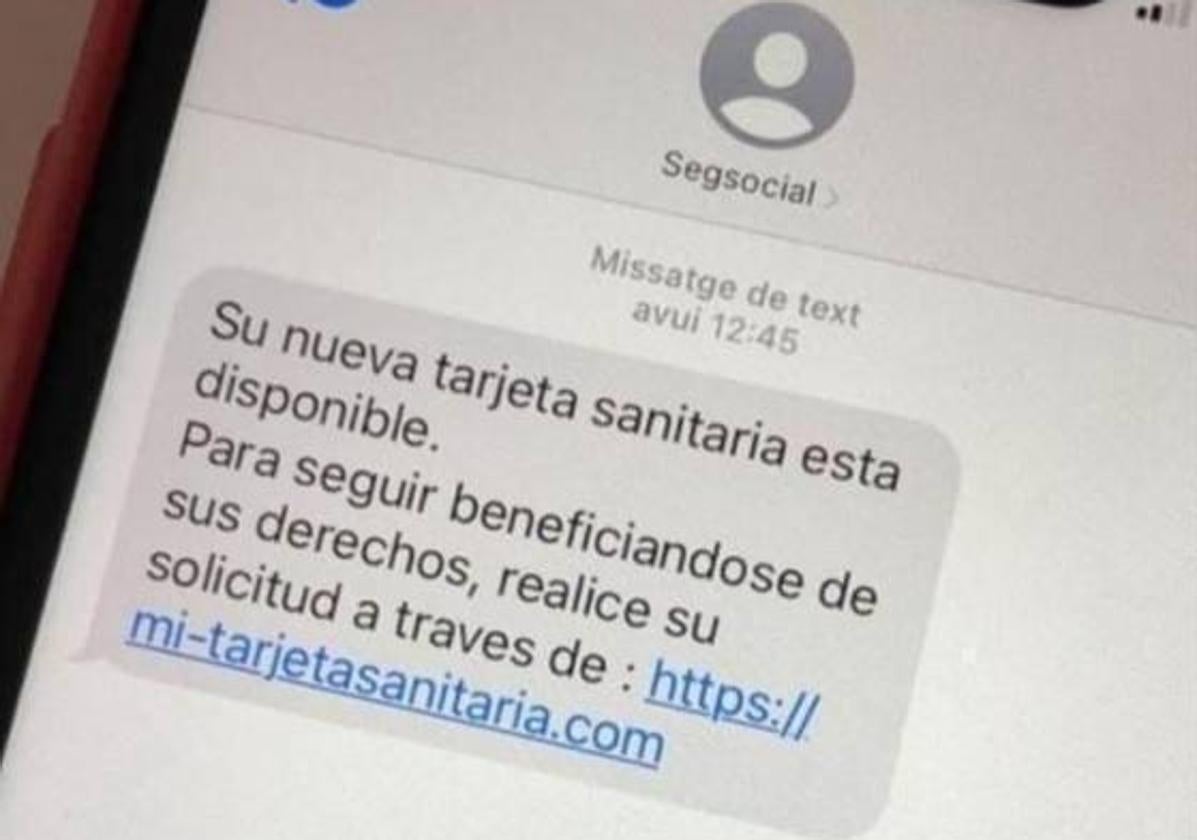 Alertan de una estafa por SMS que pide actualizar la tarjeta sanitaria