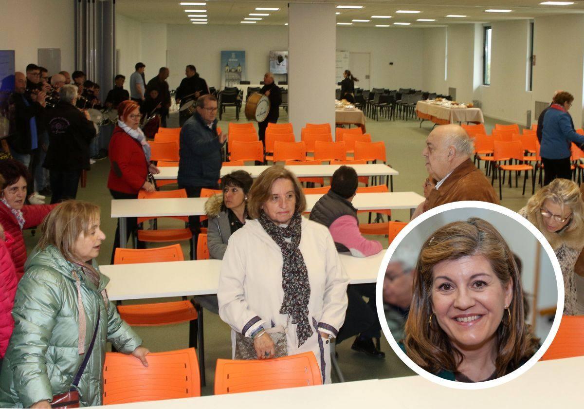 En grande, el centro cívico de Nueva Segovia; en pequeño, la concejala de Servicios Sociales, Azucena Suárez.