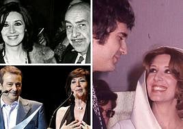 Concha Velasco, junto a José Luis Sánez de Heredia, Juan Diego y en el día de su boda con Paco Marsó.