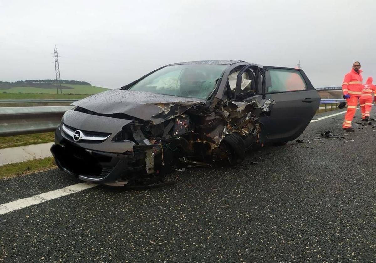 Uno de los vehículos siniestrados en el accidente.