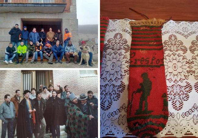 Los Reyicos de 2023 y los de una noche de Reyes de hace décadas. Detalle de la bolsa de lana original en la que se pedían los donativos. En la actualidad se utiliza una copia