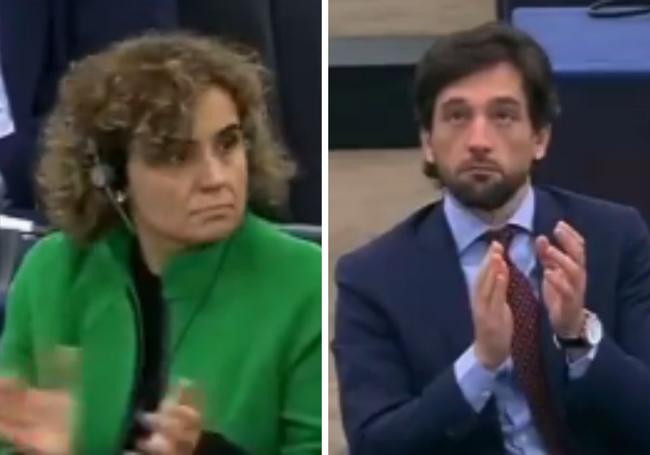 Caras de incredulidad de los políticos españoles tras los ladridos de un perro.