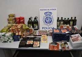 Productos hurtados de establecimientos segovianos que han sido incautados por la Policía Nacional.