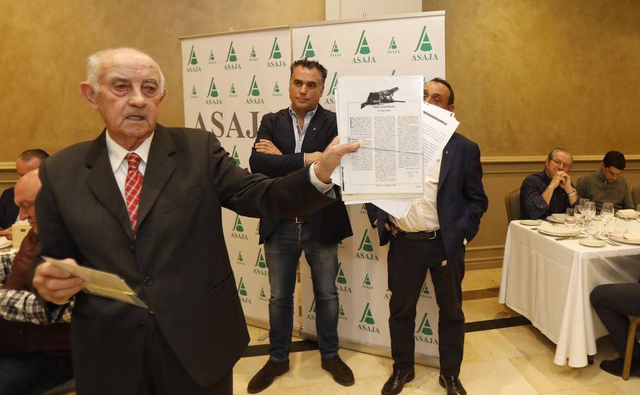 Mariano Bustillo, que fue homenajeado en diciembre por Asaja en su fiesta anual.