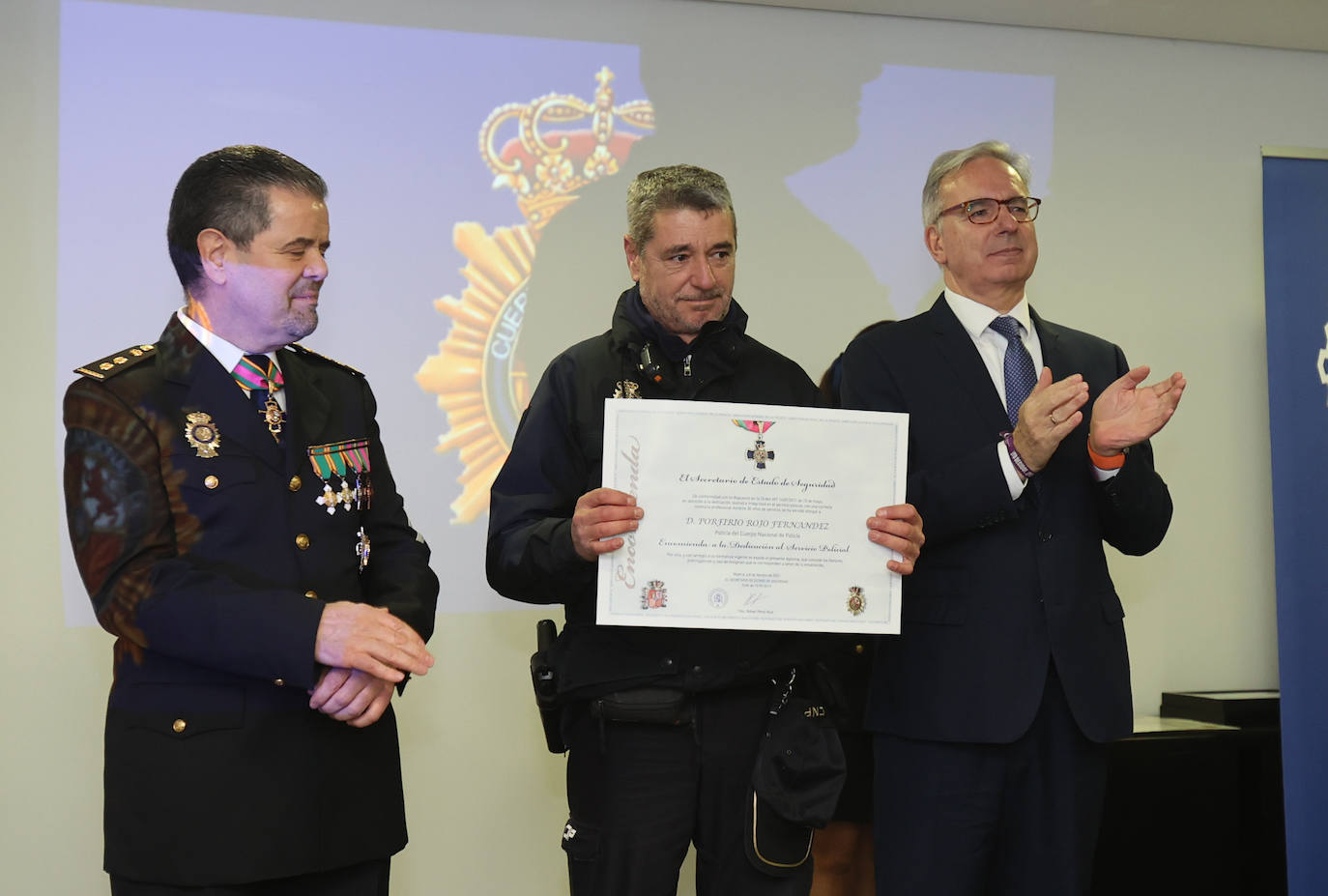 Acto para celebrar los 199 años de historia de la Policía Nacional de Palencia, este viernes.