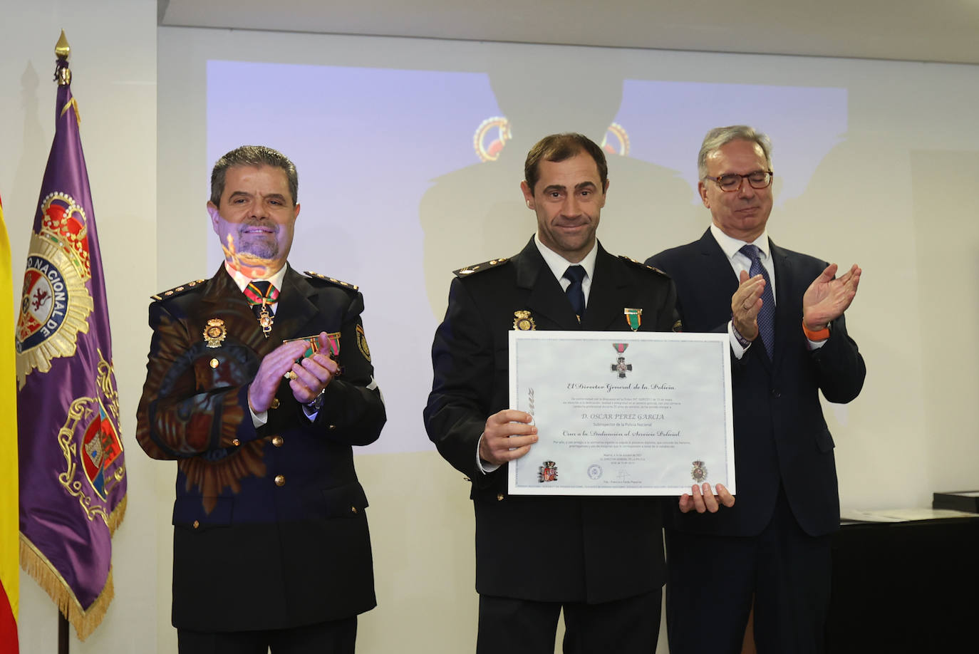 Acto para celebrar los 199 años de historia de la Policía Nacional de Palencia, este viernes.