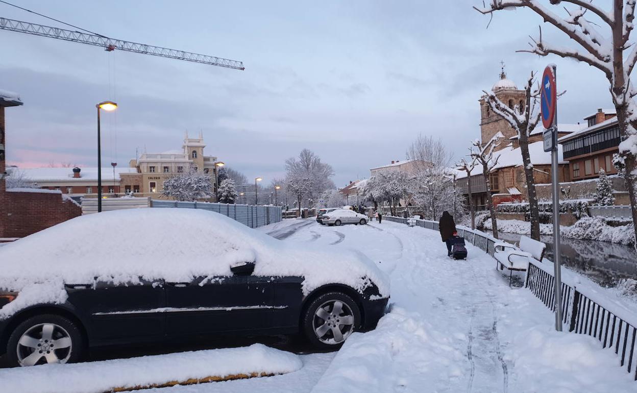 El municipio de Aguilar, nevado también esta mañana de jueves. 