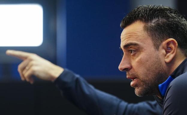 Xavi, durante la rueda de prensa de este sábado