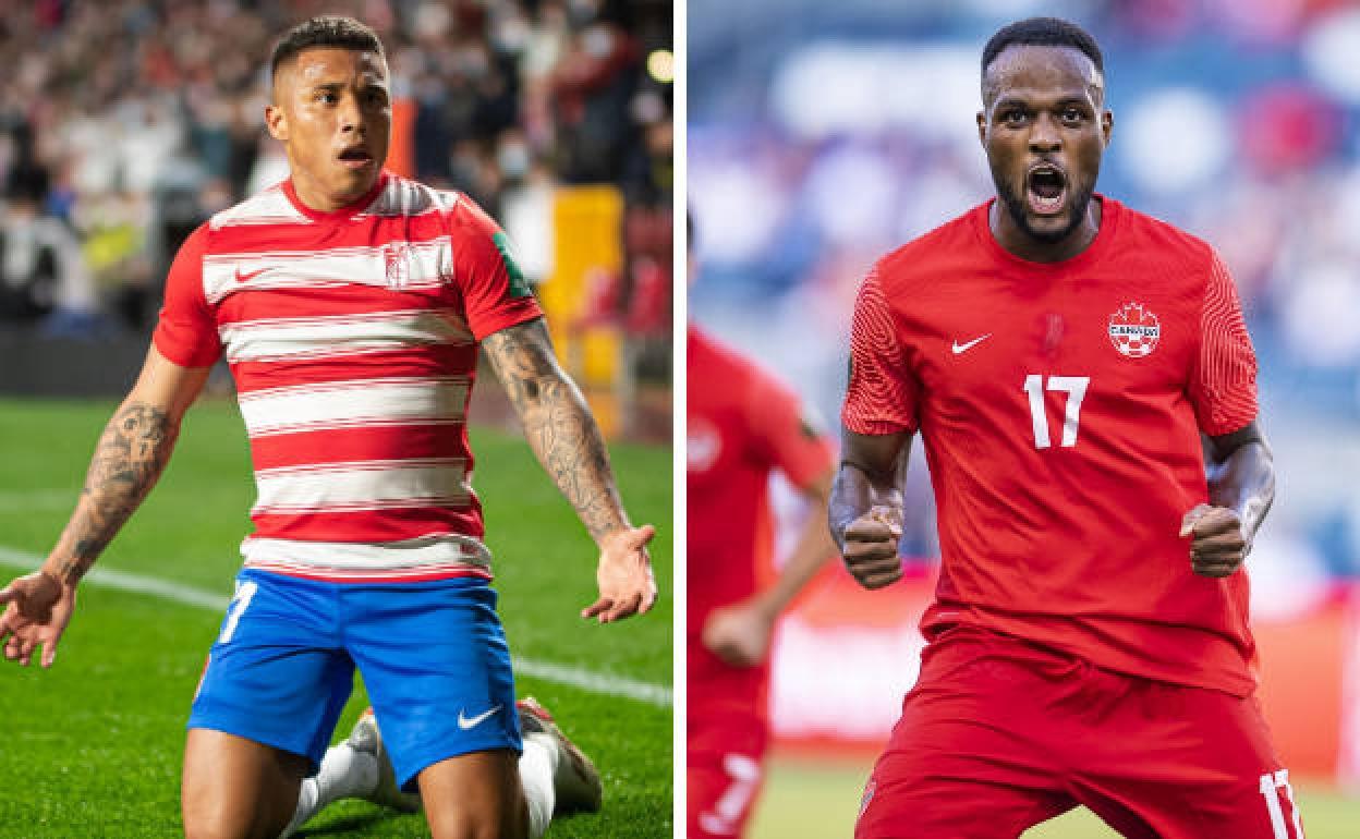 Machís celebra un gol con el Granada y Larin hace lo propio con la selección de Canadá, 