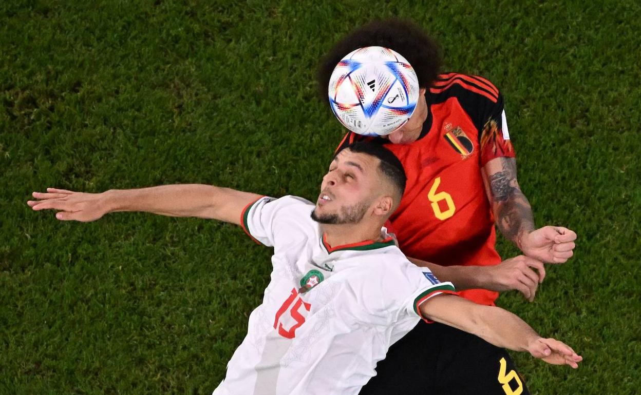 Amallah, con la camiseta número 15, durante el partido que enfrentó a Marruecos y Bélgica. 