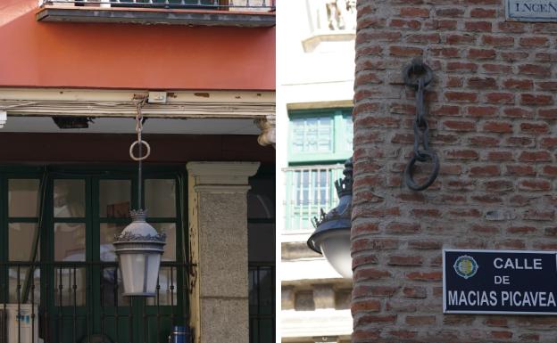 Las argollas en los edificios de la calle Platerías.