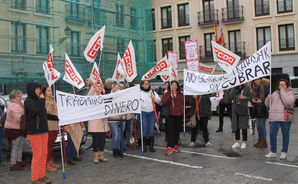 Trabajadoras del sector de la limpieza, en una de las últimas concentraciones. 