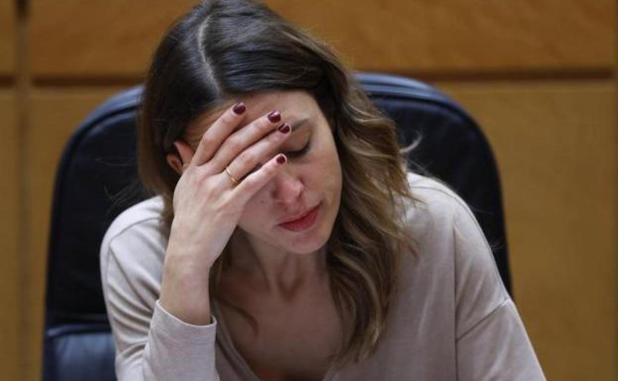 La ministra Irene Montero, durante el debate en el Senado.