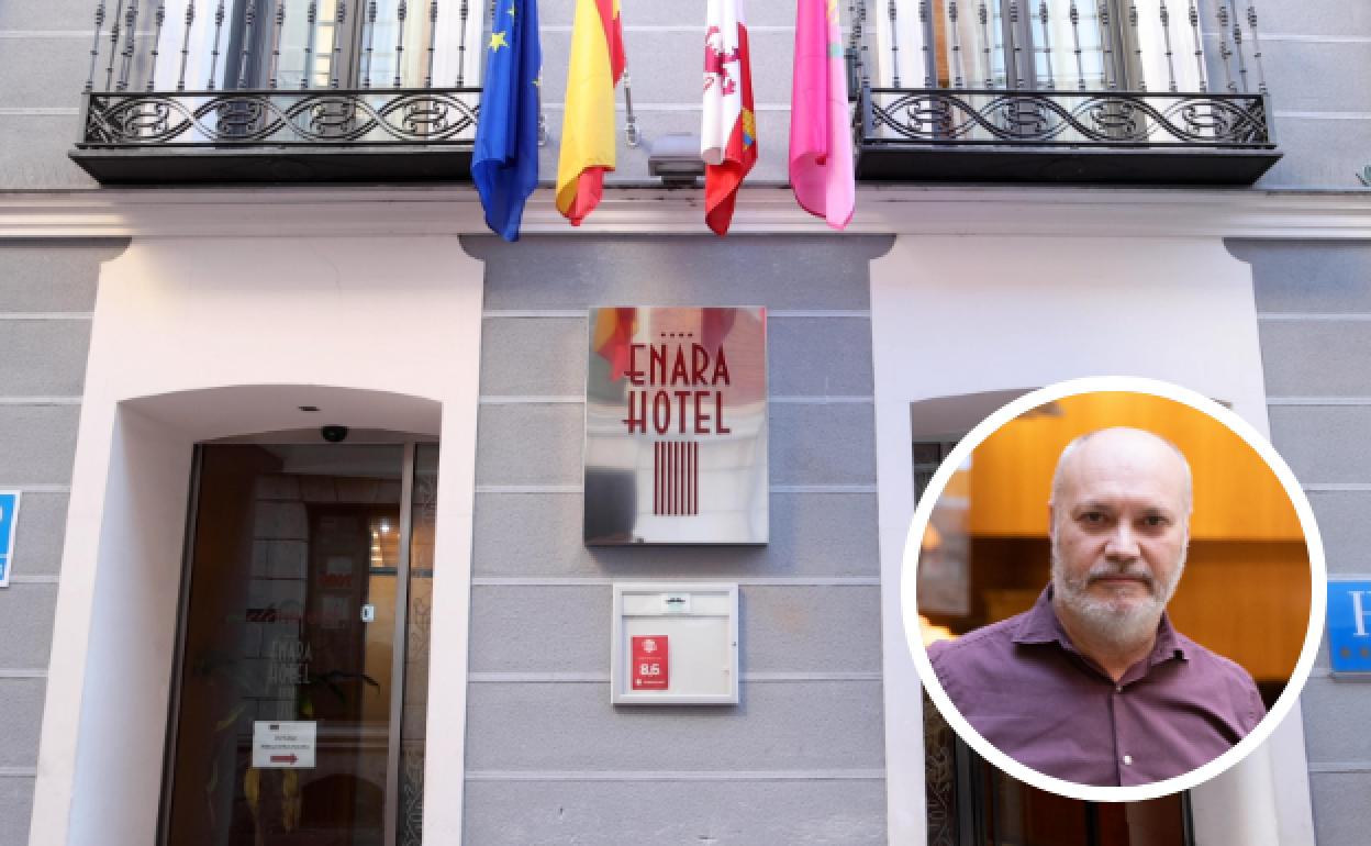 El Hotel ELE Enara, donde la exedil intentó su estafa y, en detalle, el director del alojamiento, Javier Fernández 