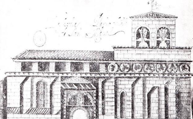 La desaparecida iglesia de San Miguel según un dibujo de Ventura Pérez.