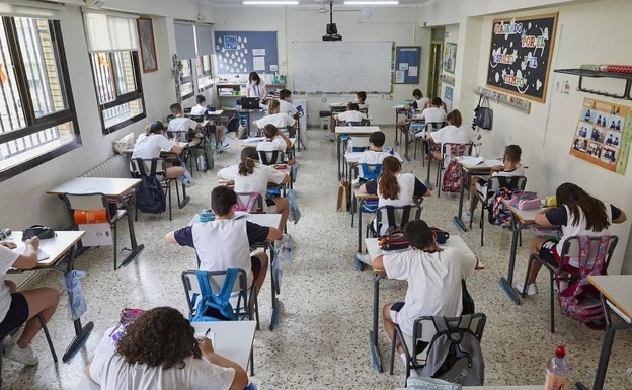 Aula de un colegio concertado religioso en la provincia de Valencia