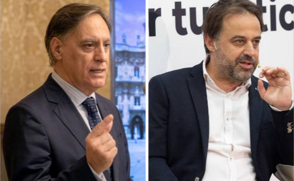 Carlos García Carbayo, alcalde de Salamanca, y el concejal de Turismo, Fernando Castaño. 