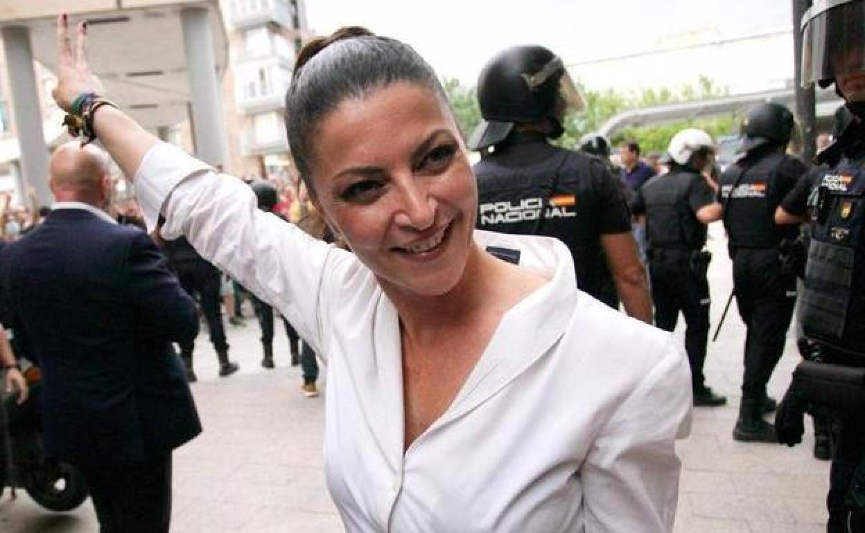 Macarena Olona, en septiembre de 2022 antes de dar una conferencia en la Universidad de Murcia.