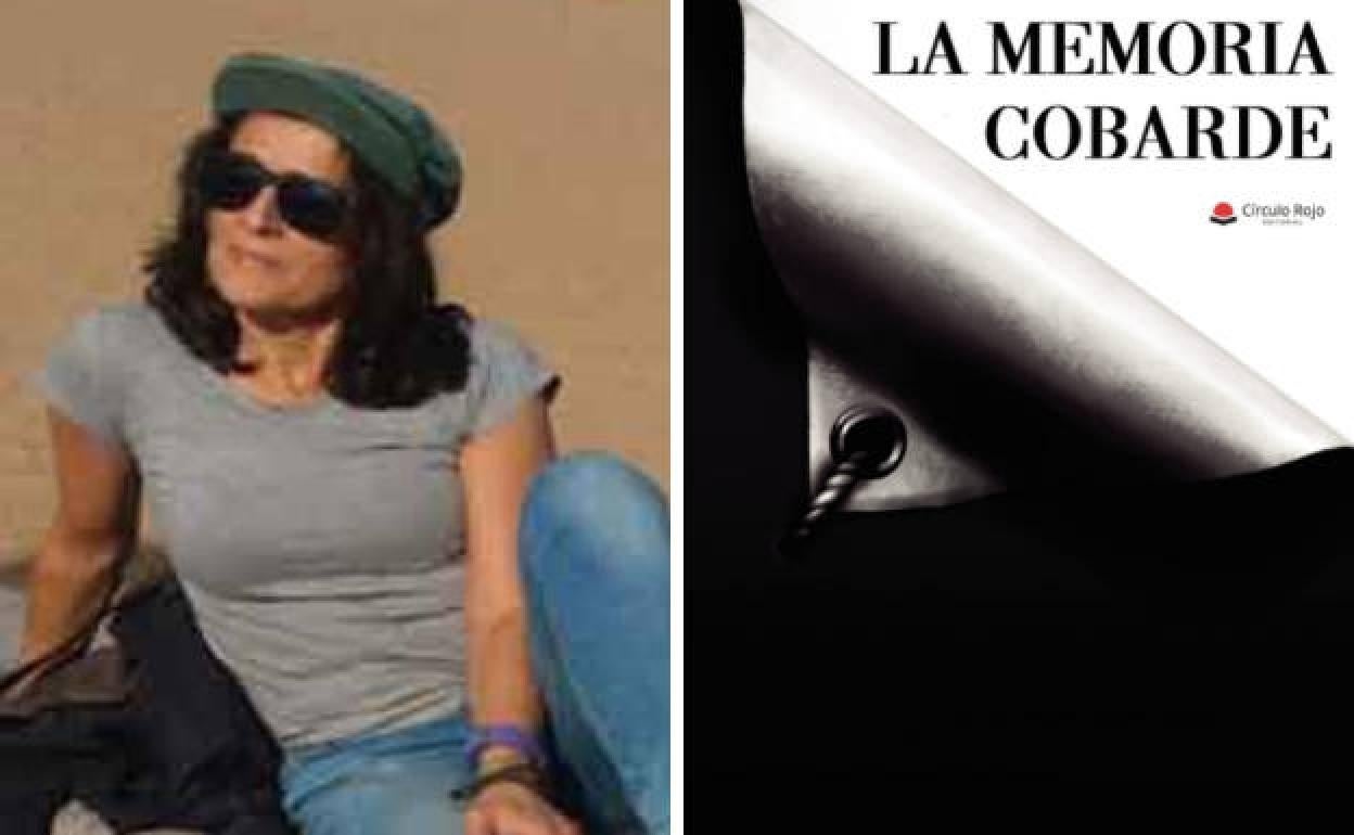 Marina Alonso y la portada de su novela. 