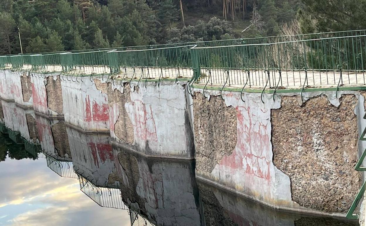 Estado actual de la presa de Puente Alta, en Revenga.