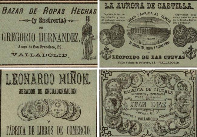 Cuatro de los comercios anunciados en el plano comercial de Calvet.