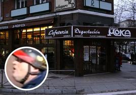 Cafetería Moka, donde trabajó durante años. En el círculo, José Antonio Guerra.