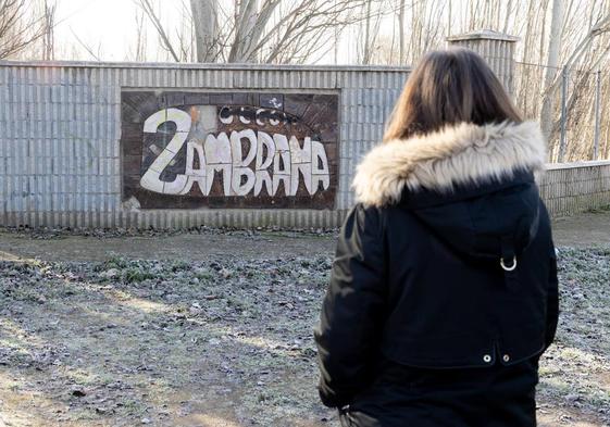 La educadora del Zambrana, frente al centro de trabajo en el que está de baja por ansiedad.