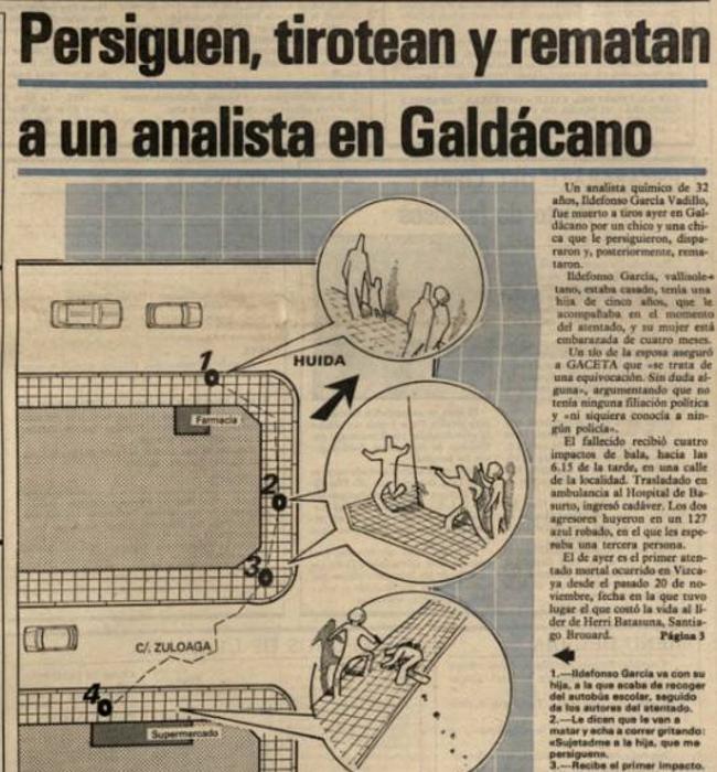 Portada de La Gaceta del Norte, con un gráfico sobre el atentado.