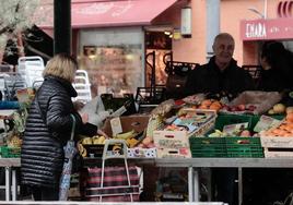 Los vallisoletanos realizan sus compras en la plaza de España.