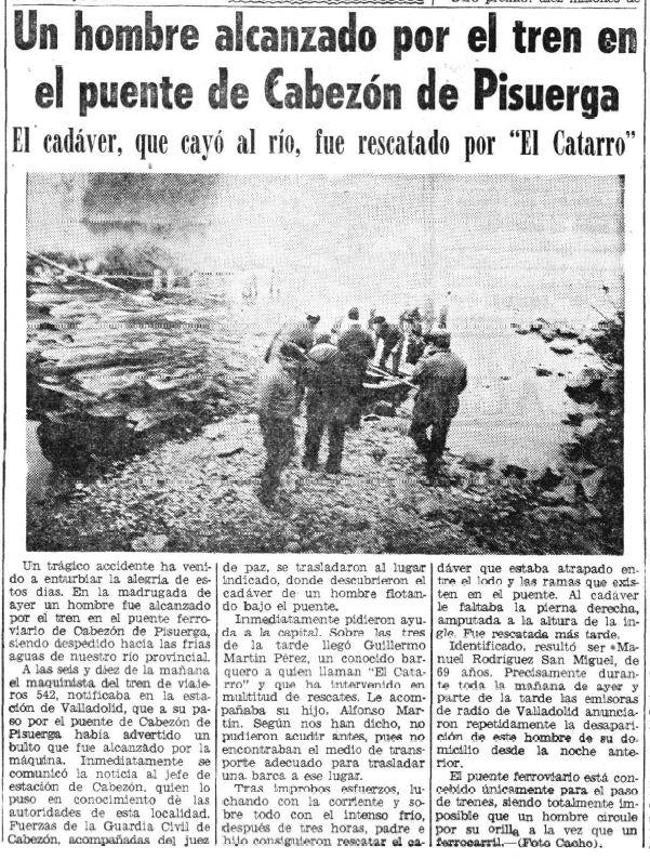 Artículo publicado el 22 de diciembre de 1974 en El Norte sobre el rescate de un cadáver en Cabezón en el que participó Guillermo.