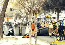 Imagen del accidente en la calle Cigüeña de Valladolid.