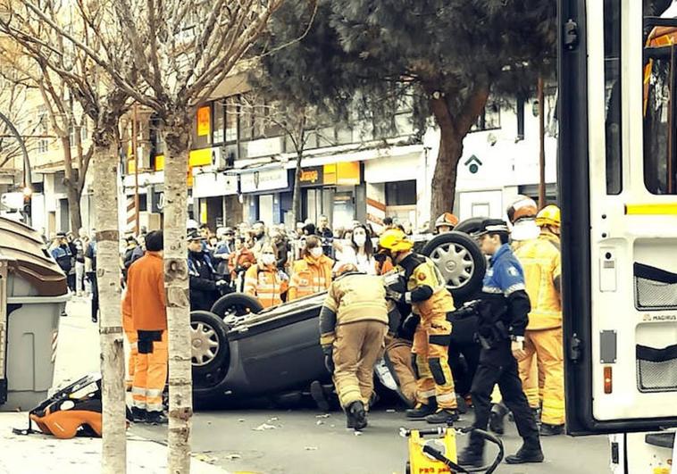 Imagen del accidente en la calle Cigüeña de Valladolid.