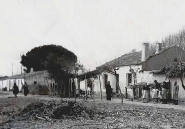 Casas viejas en la Cañada, en una imagen de la década de los 50 del siglo pasado.