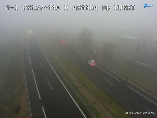 Estado de la A-1 a su paso por Burgos a las ocho y media de la mañana de este jueves.