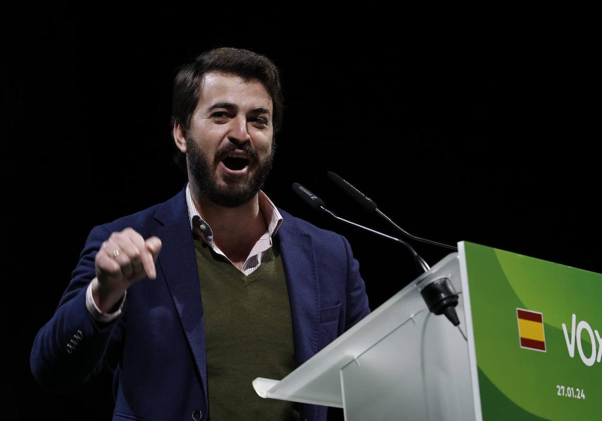 Juan García-Gallardo, durante su alocución en la Asamblea General de Vox.