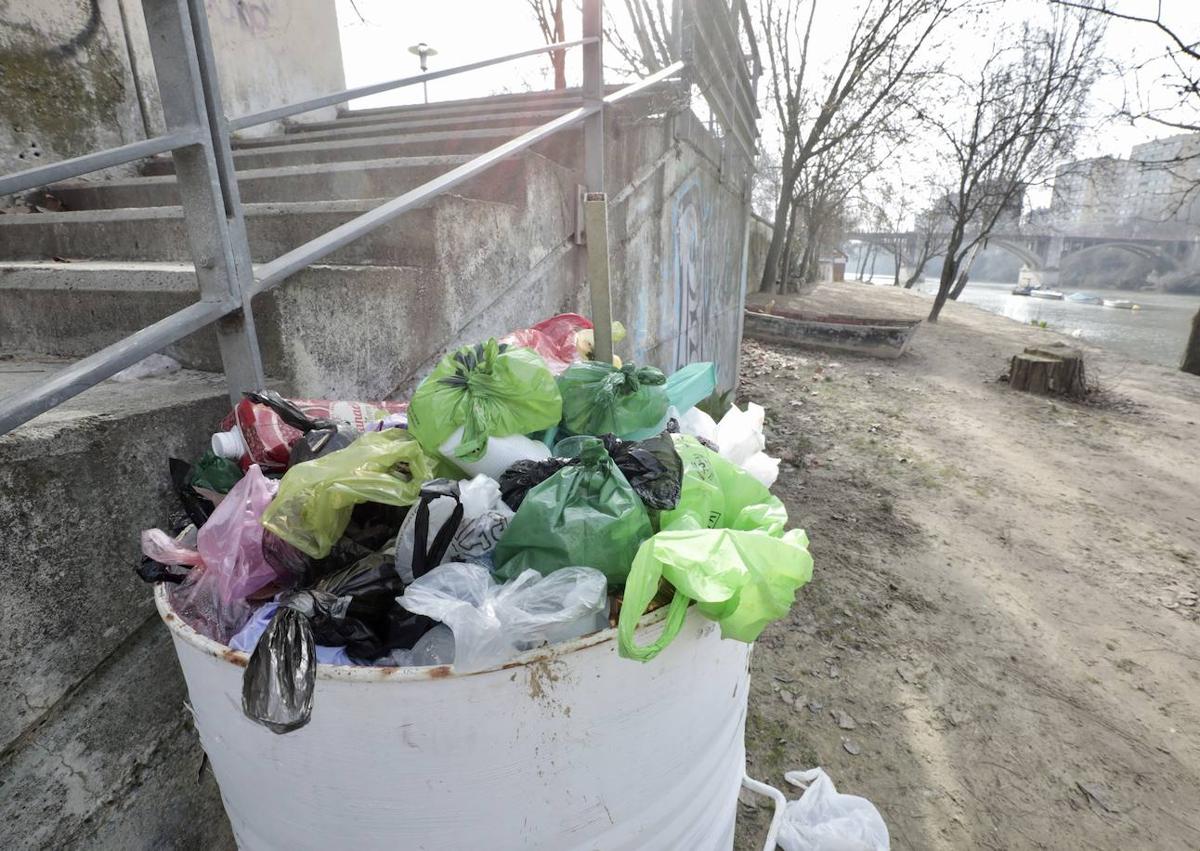 Imagen secundaria 1 - Algunos de los puntos problemáticos sobre los que trabaja la Asociación, como los troncos en el Puente Mayor y la acumulación de basura.
