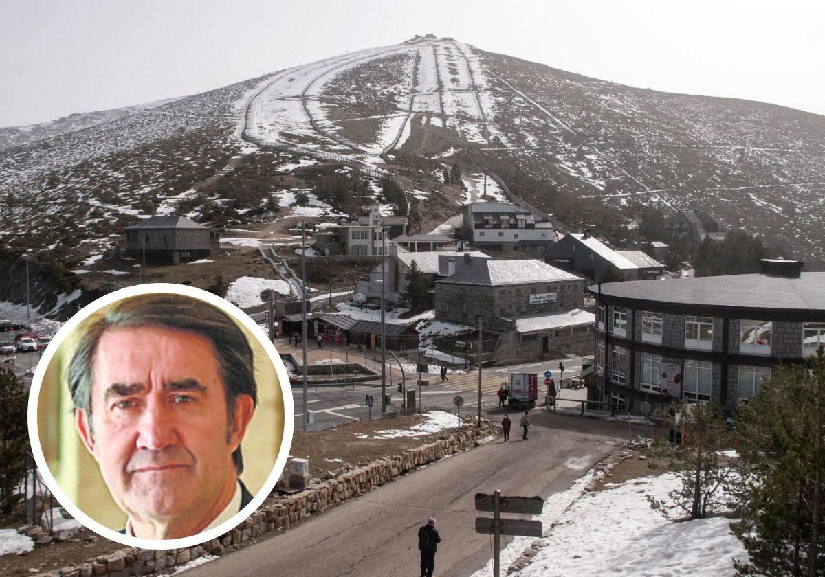 Pistas de esquí de Navacerrada y el consejero Suárez-Quiñones.