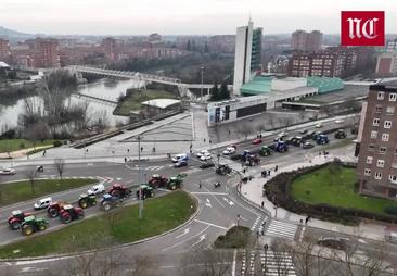 La tractorada de este martes en Valladolid, a vista de dron