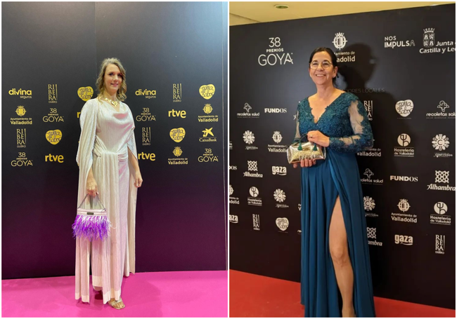 Ángela de Miguel, a la izquierda, Alicia Villar, a la derecha, vestidas de Ainhoa Salcedo.