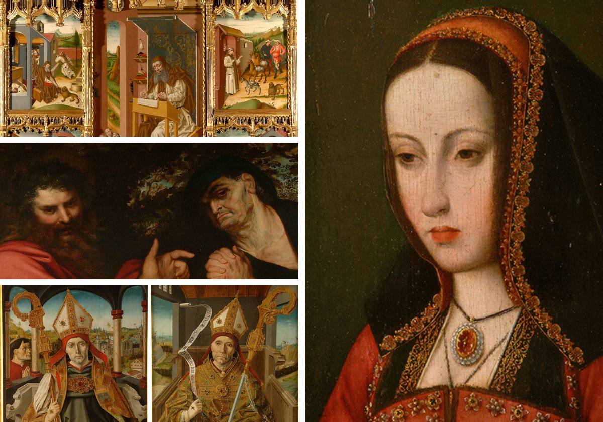 Los nominados, el retablo de San Jerónimo, Demócrito y Heráclito, San Atanasio y San Luis de Tolosa y la ganadora de esta categoría, la Reina Juana