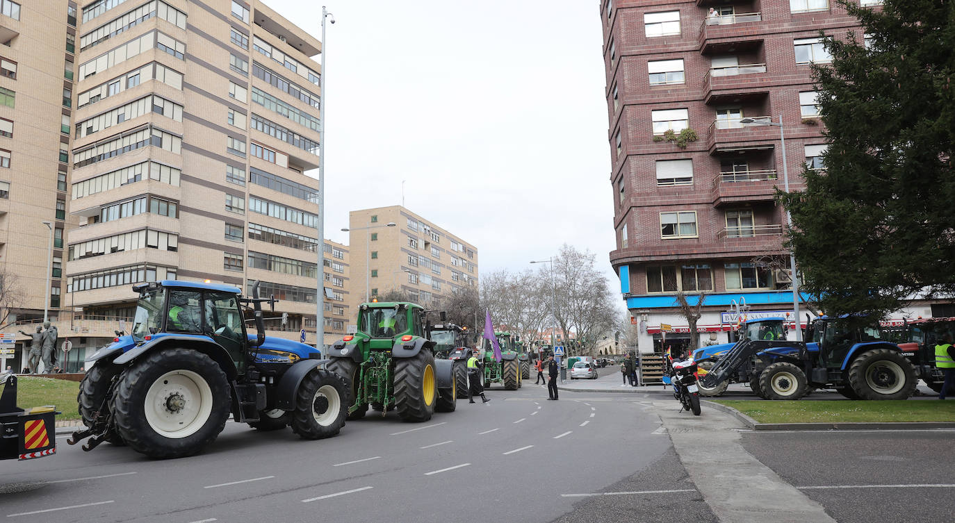 El centro de la ciudad de Palencia, tomado por los tractores