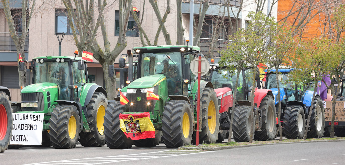 El centro de la ciudad de Palencia, tomado por los tractores