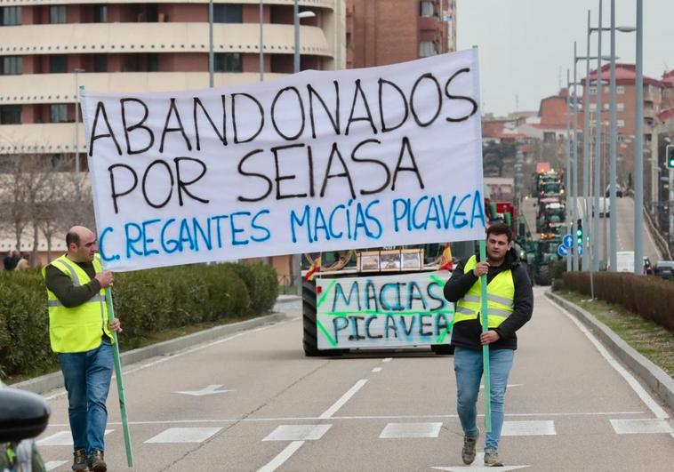 Agricultores de la zona de Tierra de Campos encabezan la tractorada de hoy en Valladolid.