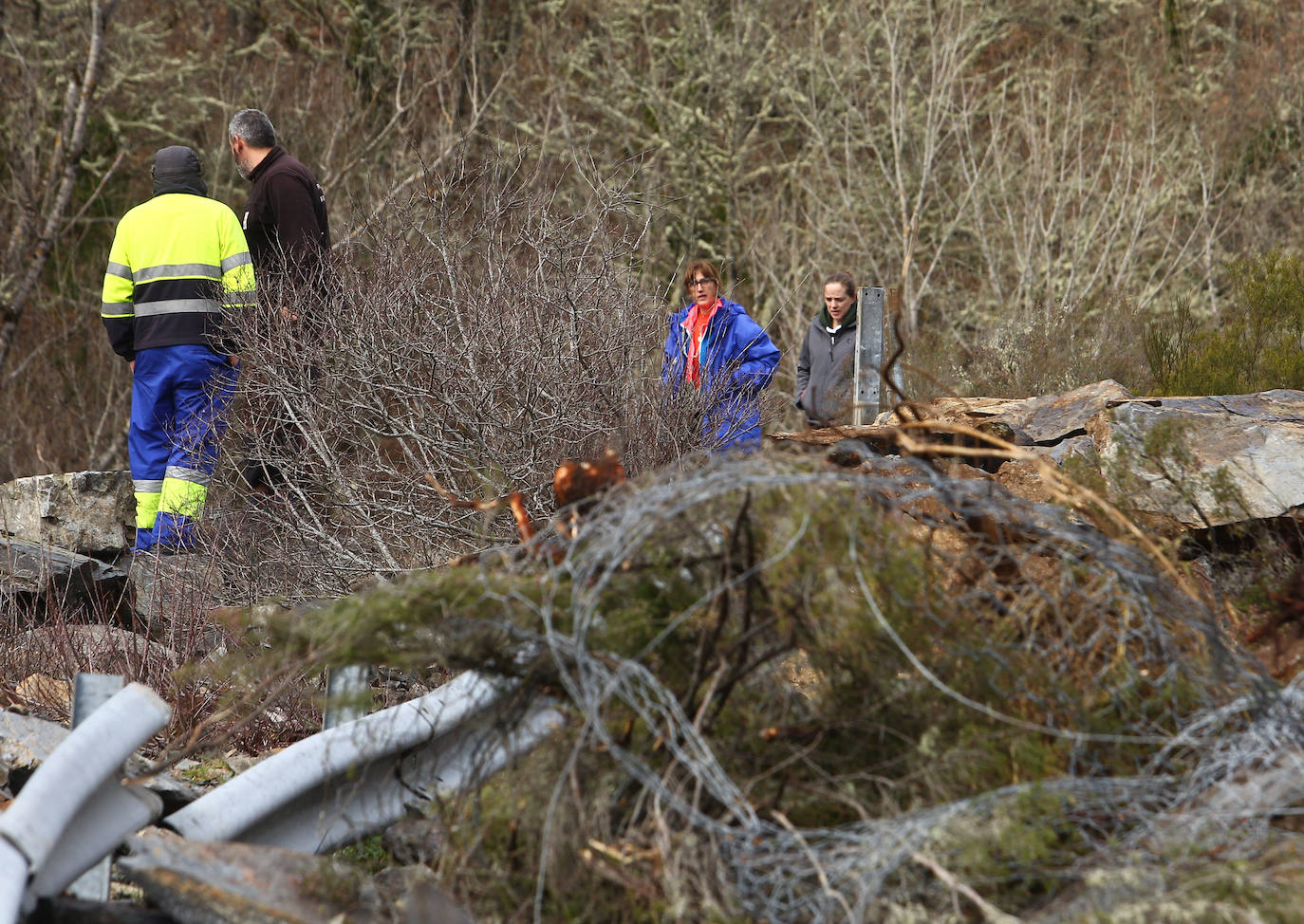 Derrumbe en la carretera de acceso a la localidad de Fornela (León)