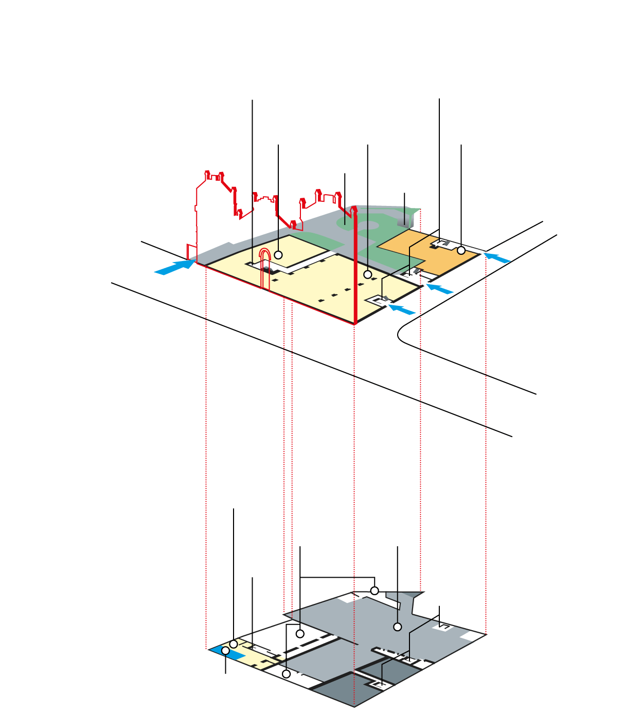 El gráfico muestra la distribución de las zonas comunes en el proyecto de Isable la Católica