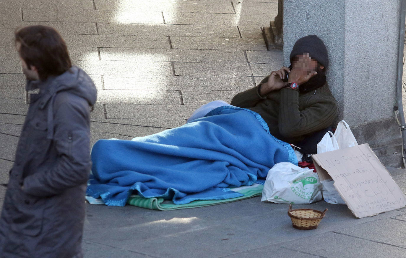Una persona sin hogar, en Segovia.