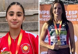 Andrea Jaén y Carolina García posando con las medallas.