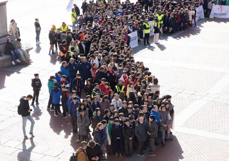 Celebración del Día de Escuelas Católicas de Castilla y León, este miércoles en la Plaza Mayor de Valladolid.