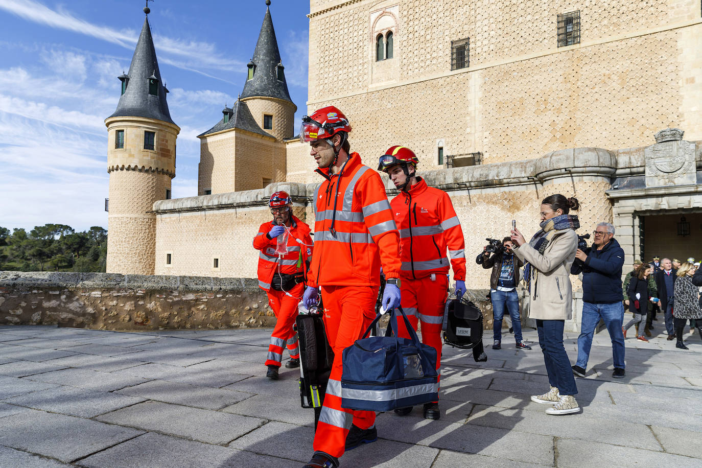 El incendio simulado en el Alcázar